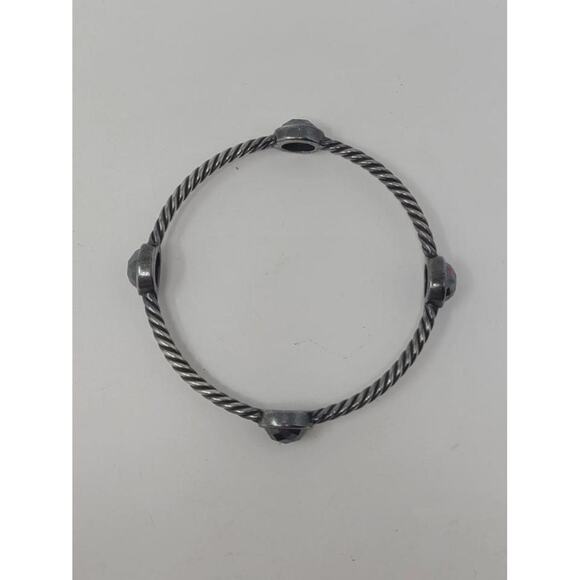 David Yurman Sterling Silver Hematite station cable classic bracelet - Picture 10 of 10